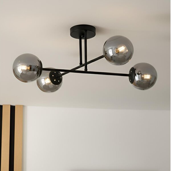 Brilagi - Plafoniera MALIVA 4xE14/15W/230V nero/fumé