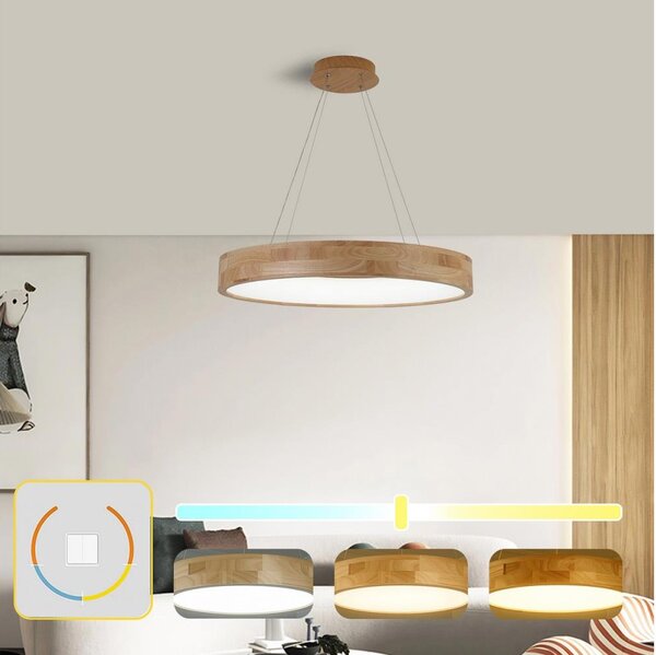 Brilagi - Lampadario LED sospeso con cavo FALCON WOOD LED/40W/230V 3000/4000/6000K 60 cm in legno