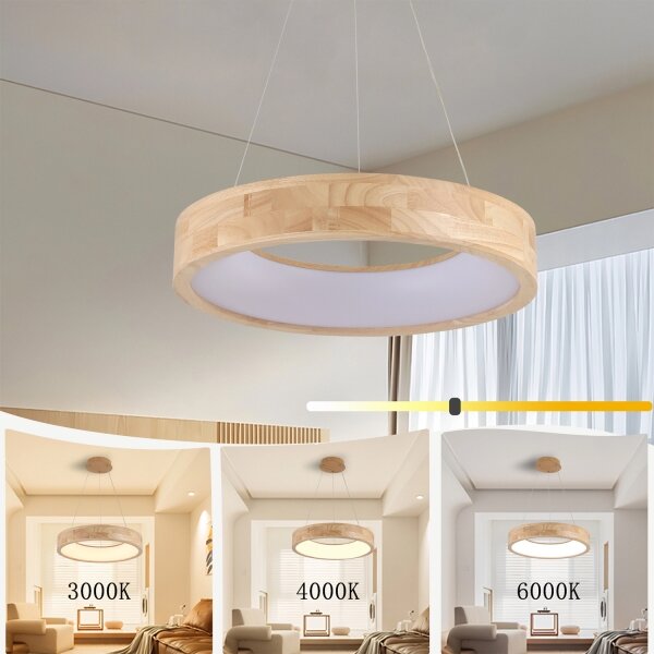 Brilagi - Lampadario sospeso a cavo FALCON WOOD LED/30W/230V 3000/4000/6000K 45 cm legno