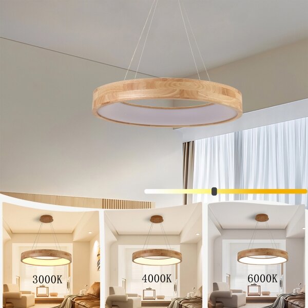 Brilagi - Lampadario LED sospeso con cavo FALCON WOOD LED/40W/230V 3000/4000/6000K 60 cm in legno