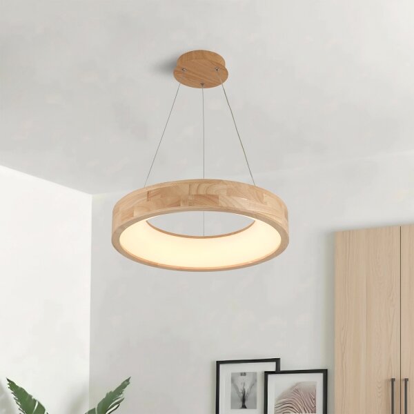Brilagi - Lampadario sospeso a cavo FALCON WOOD LED/30W/230V 3000/4000/6000K 45 cm legno