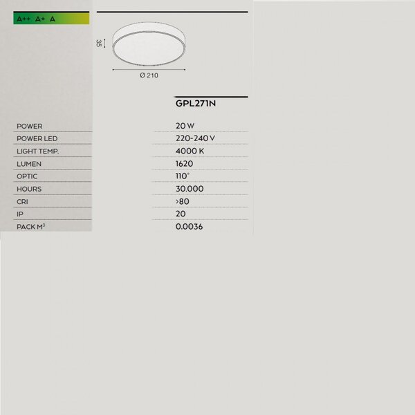 Plafoniera gea led cloe 35 gpl271n led ip20 alluminio modulo led integrato - Gea Led