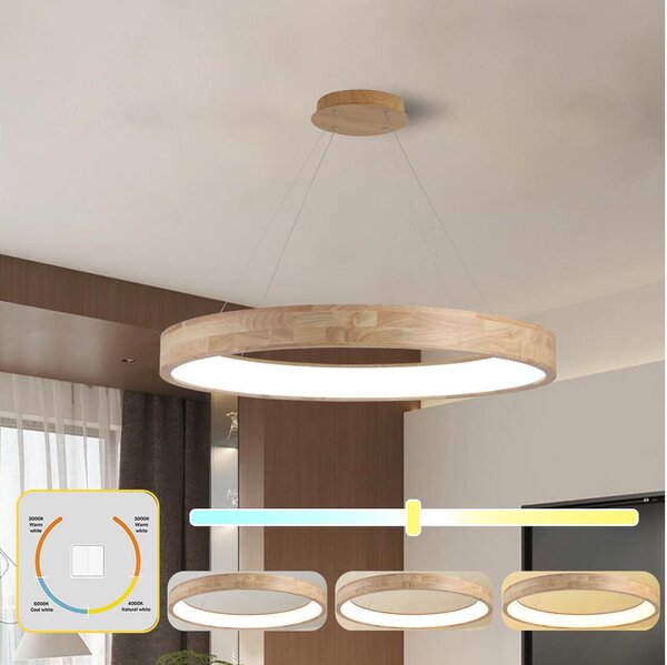 Brilagi -LED Lampadario a cavo FALCON WOOD LED/60W/230V 3000/4000/6000K 80 cm legno
