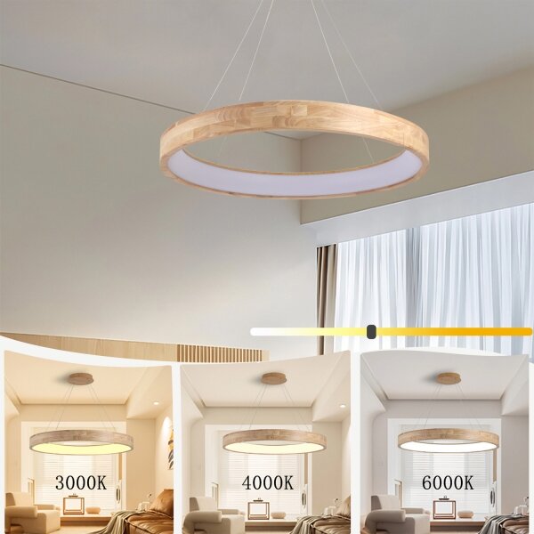 Brilagi -LED Lampadario a cavo FALCON WOOD LED/60W/230V 3000/4000/6000K 80 cm legno
