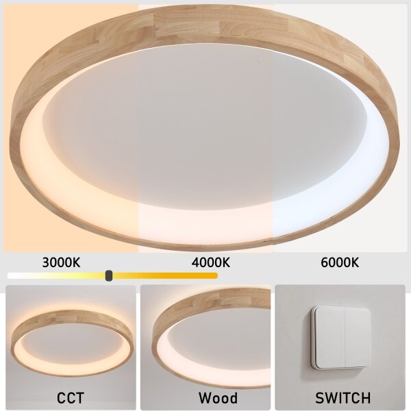 Brilagi-LED Plafoniera FALCON WOOD LED/60W/230V 3000/4000/6000K 80 cm legno