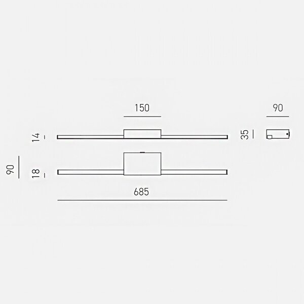 Applique specchio quadro gea luce one gap493c ip44 3000°k 1670lm lampada parete moderna - Gea Luce