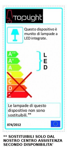 Applique moderno top light flight 1180 35 led integrato lampada parete acrilico - Top Light