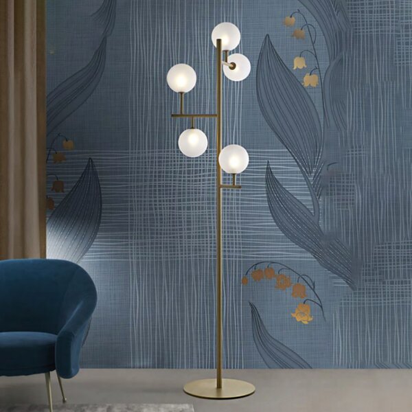 Piantana classica illuminando bolle te 5 or st g9 led metallo vetro lampada terra - Illuminando