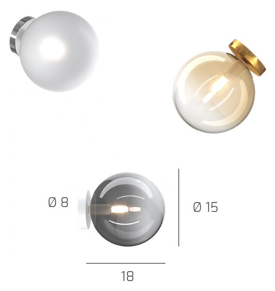 Applique moderna top light eclipse 1184 cr a bf g9 led vetro lampada parete - Top Light