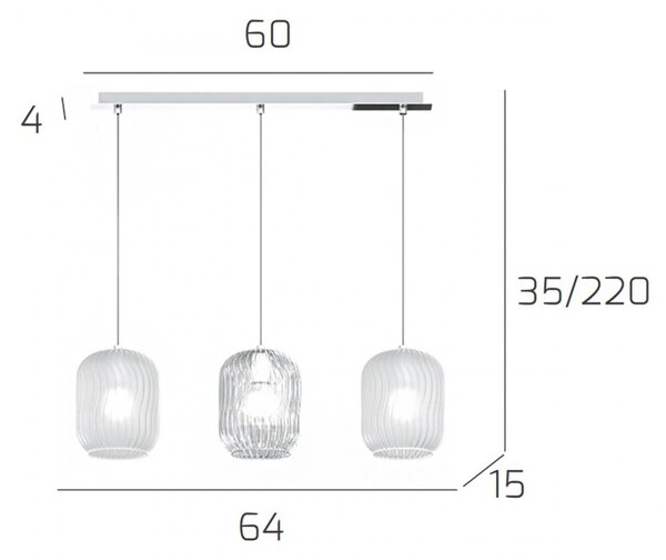 Lampadario moderno top light tender 1181 cr s3 r bt e27 led vetro sospensione - Top Light