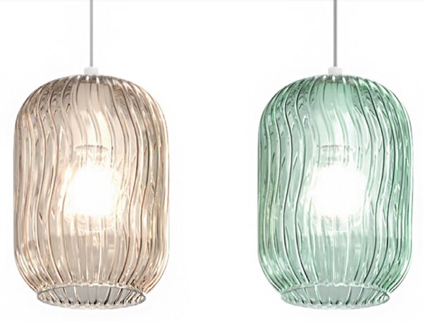Lampadario moderno top light tender 1181 os s4 r mc e27 led vetro sospensione - Top Light