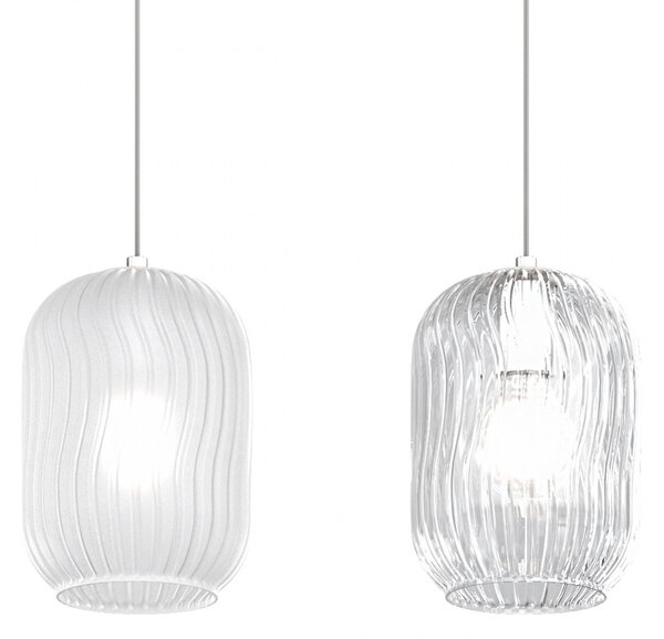 Lampadario moderno top light tender 1181 cr s3 r bt e27 led vetro sospensione - Top Light