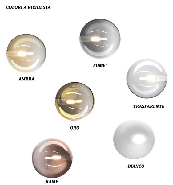 Applique moderna top light eclipse 1184 cr a bf g9 led vetro lampada parete - Top Light