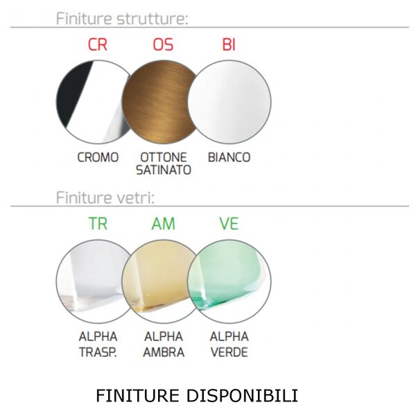 Plafoniera moderna top light double skin 1176cr pl1 alpha ve e27 led vetro lampada soffitto - Top Light