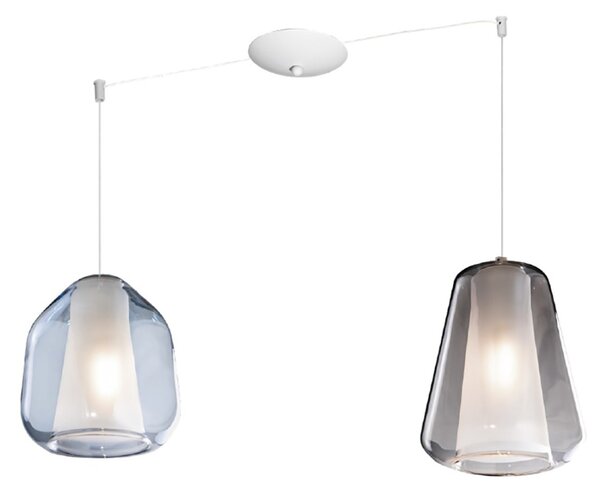 Lampadario moderno top light double skin 1176bi s2 s bg mc e27 led vetro sospensione - Top Light