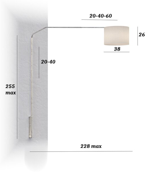 Piantana parete arco moderna top light slope 1188 b7 e27 led metallo tessuto lampada braccio parete - Top Light