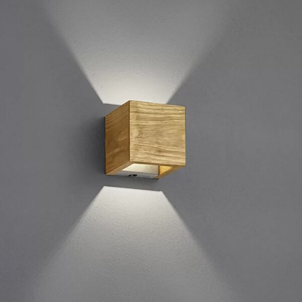 Applique trio lighting brad 223710130 led dimmerabile legno biemissione lampada parete classica rustica - Trio Lighting