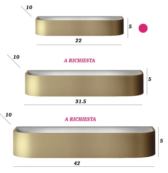 Applique classico promoingross handles a22 mg led metallo oro lampada parete monoemissione - Promoingross