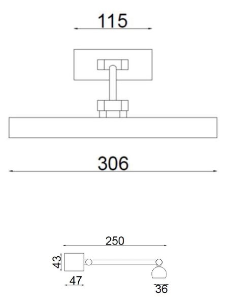 Applique ottone led scamm giunone gn655 3000°k 1000lm 30.6cm lampada parete specchi quadri - Scamm