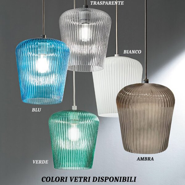 Sospensione vetro ambra gea luce numa e27 led lampada soffitto classica - Gea Luce