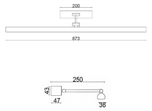 Applique ottone led scamm giunone gn685 3000°k 3000lm 87.3cm lampada parete specchi quadri - Scamm