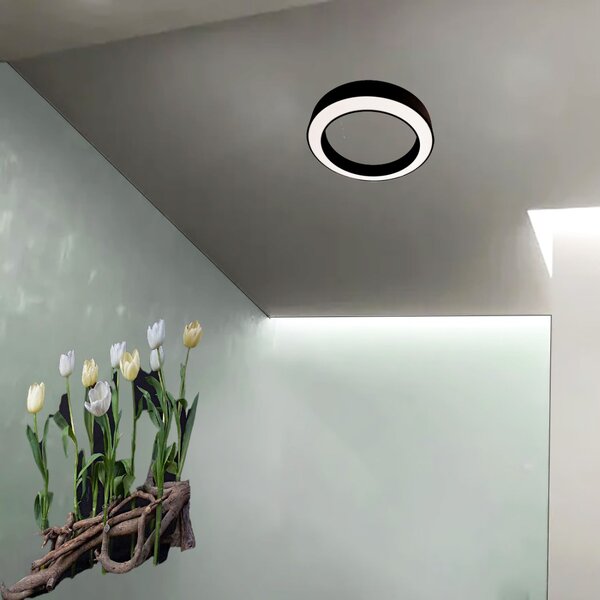 Plafoniera led gea luce flor pp nero 2100lm 3000°k lampada soffitto parete moderna - Gea Luce