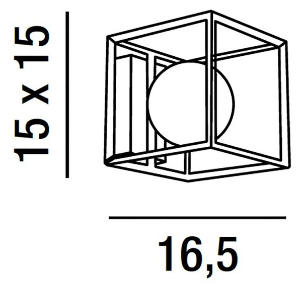 Applique moderno perenz cube 6691 e27 led 15x15 lampada parete metallo gabbia - Perenz