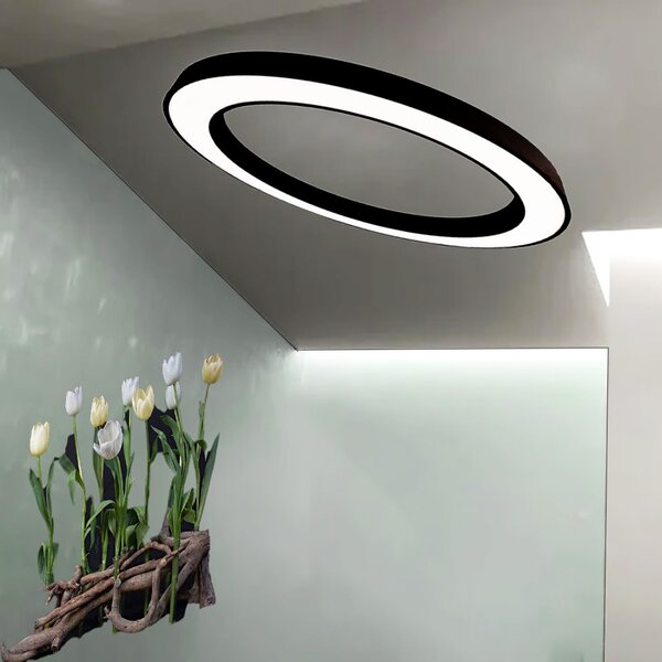 Plafoniera led gea luce flor pg nero 4100lm 3000°k lampada soffitto moderna - Gea Luce