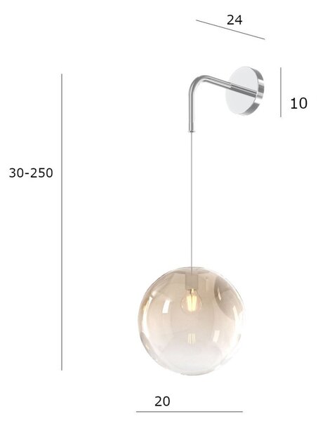 Applique moderna top light big eclipse 1194 b a am e27 led vetro lampada parete sfera globo - Top Light