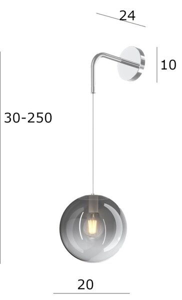 Applique moderna top light big eclipse 1194 cr a fu e27 led vetro lampada parete sfera globo - Top Light