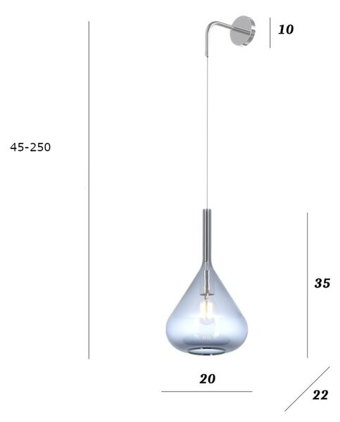 Applique moderna top light kona 1177 cr a bl e27 led lampada parete vetro - Top Light