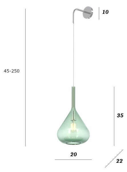 Applique moderna top light kona 1177 cr a ve e27 led lampada parete vetro - Top Light