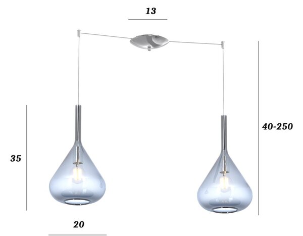 Lampadario top light kona 1177 cr s2 s bl e27 led lampada soffitto moderna - Top Light