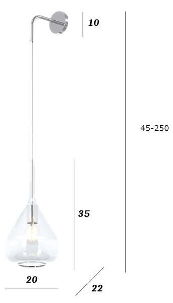 Applique moderna top light kona 1177 cr a tr e27 led lampada parete vetro - Top Light