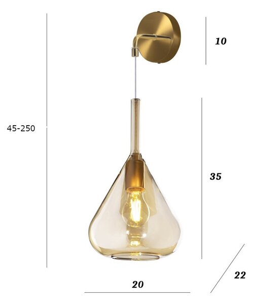Applique classica top light kona 1177 os a am e27 led lampada parete vetro - Top Light