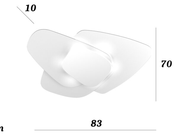Plafoniera vetro top light strategy 1196 plg bi e27 led lampada soffitto parete moderna - Top Light