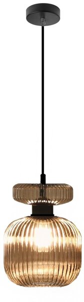 Lampadario classico illuminando sp greta p am e27 led vetro ambra sospensione - Illuminando