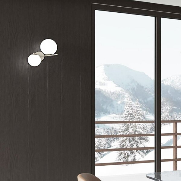 Applique plafoniera moderna top light boomerang 1200 2 e27 led lampada parete soffitto sfera vetro - Top Light