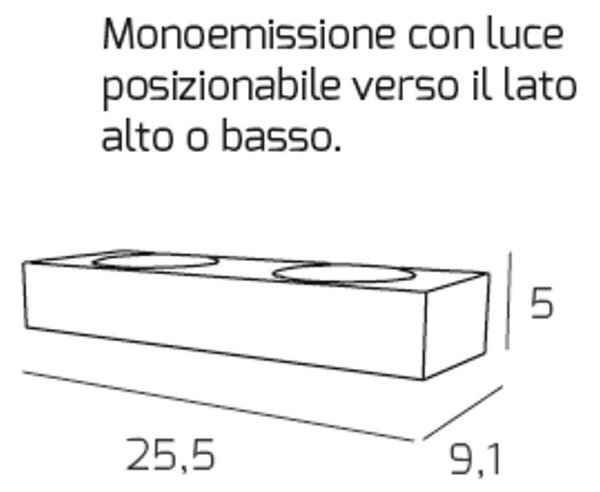 Applique moderno top light area 1127 a2 gx53 led monoemissione lampada parete - Top Light