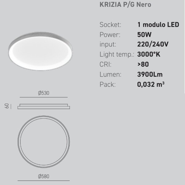 Plafoniera led gea luce krizia pg n 50w 3000°k alluminio lampada soffitto - Gea Luce