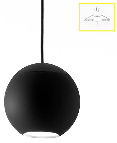 Lampada soffitto incasso gea luce guya si nero led alluminio sospensione - Gea Luce