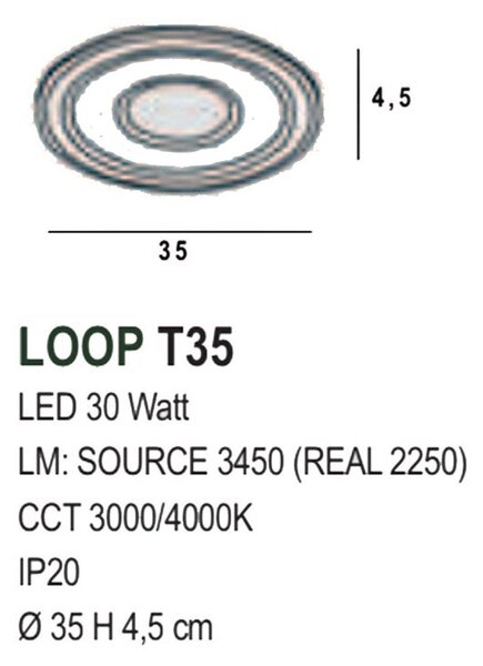 Plafoniera classica promoingross loop t ru led cct lampada soffitto parete tonda - Promoingross