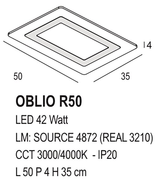 Plafoniera promoingross oblio r50 led cct 3210lm metallo metacrilato lampada soffitto moderna classica - Promoingross