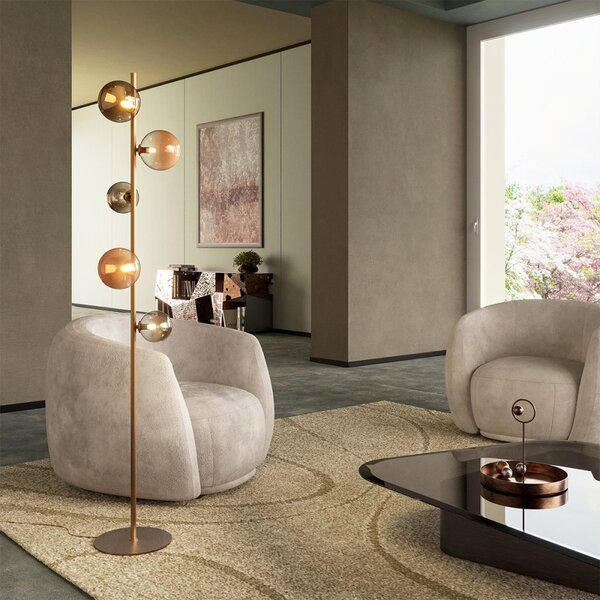 Piantana classica redo group roy 01-2785 g9 led lampada terra sfere vetro pyrex multiluce - Redo Group