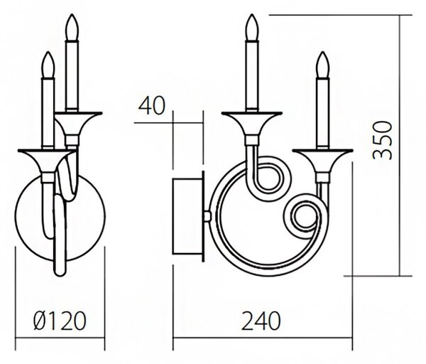 Applique classica redo group chateau ich w2 led 570lm lampada parete modulo led integrato - Redo Group