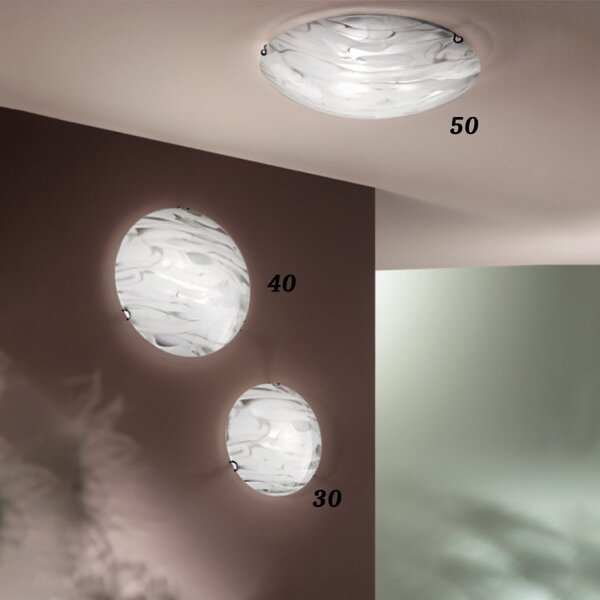 Plafoniera moderna due p storm 2703 plp e27 led lampada soffitto parete vetro effetto marmo - Due P Illuminazione