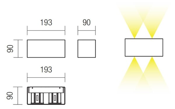 Applique led redo group amplitude led 3000k 1300lm lampada parete alluminio biemissione - Redo Group