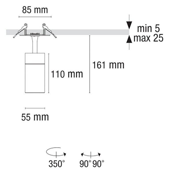 Spot incasso orientabile pan international slim bianco tc-cw gu10 led ip20 faretto controsoffitto - Pan International
