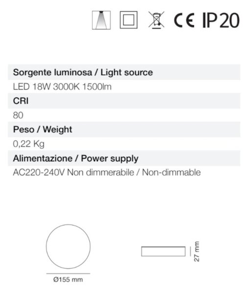 Plafoniera moderna neo luce belfiore 10015 30193 led materiale plastico lampada soffitto - Belfiore - 9010