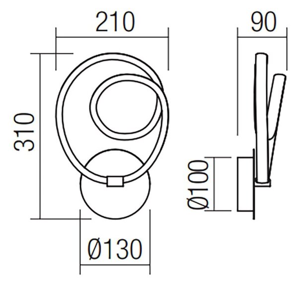 Applique redo group sintra 01-2188 led 768lm 3000k lampada parete ultramoderna - Redo Group